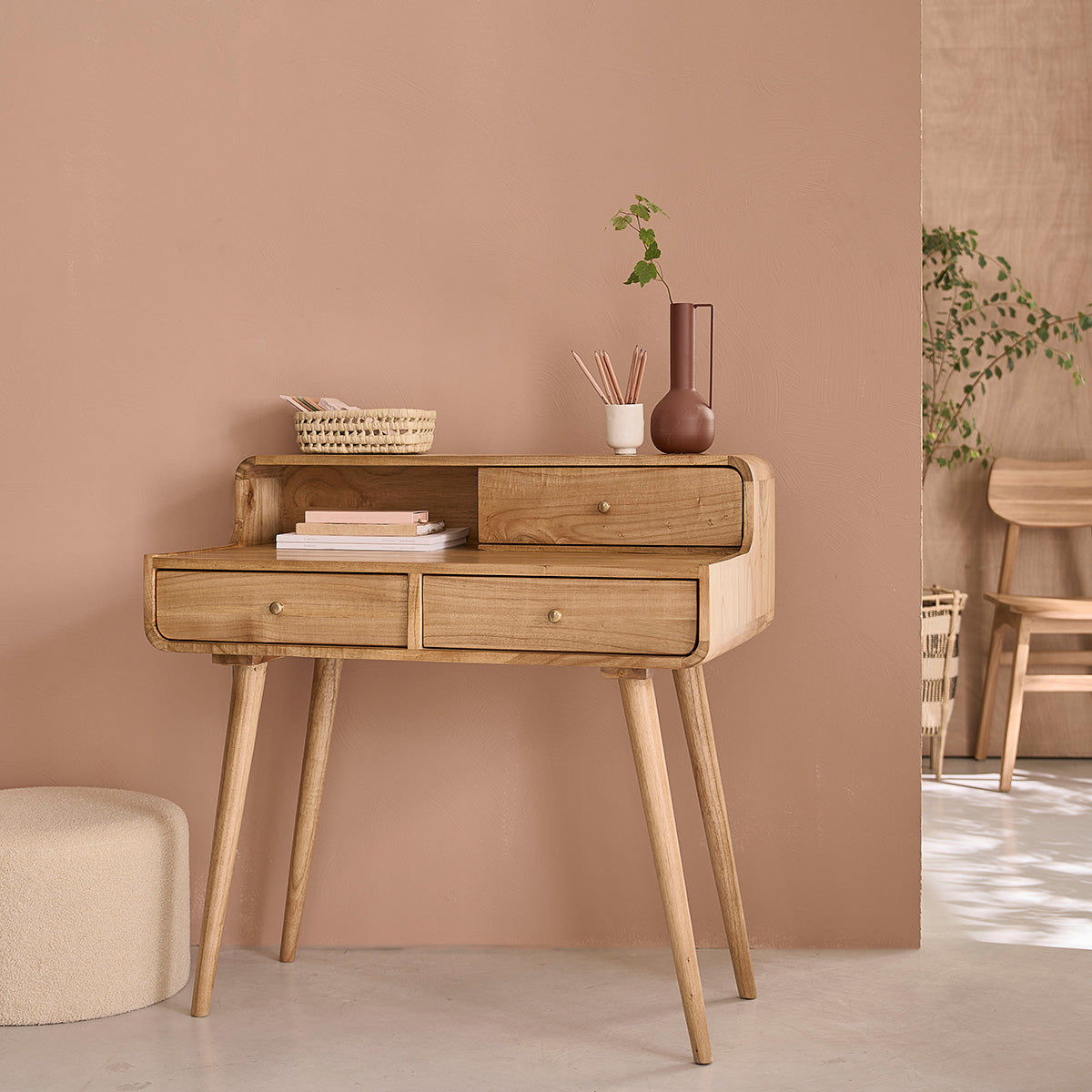 FIFTIES - Escritorio de mindi macizo de 90 cm