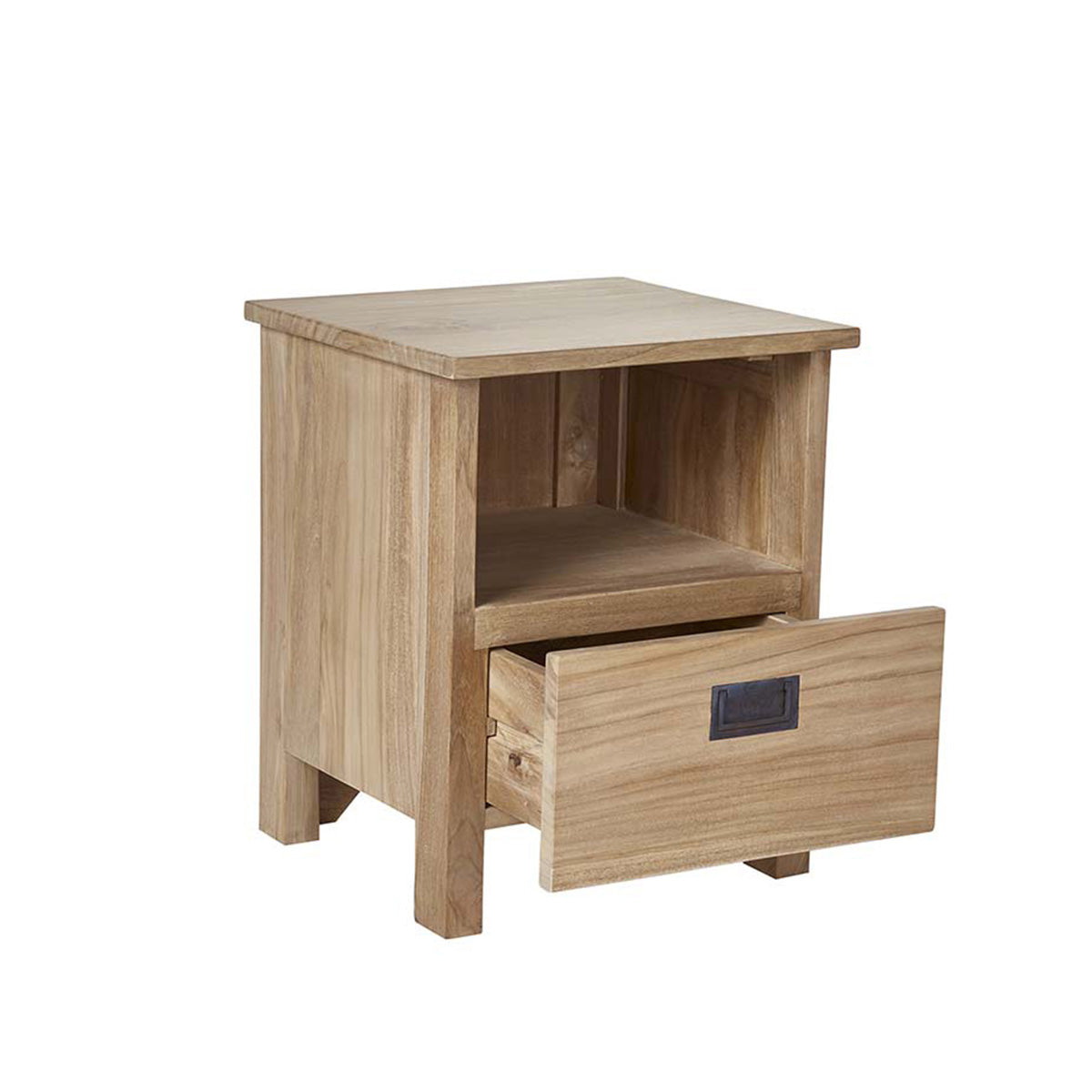 ALDO - Mesita de noche de teca maciza de 45 cm