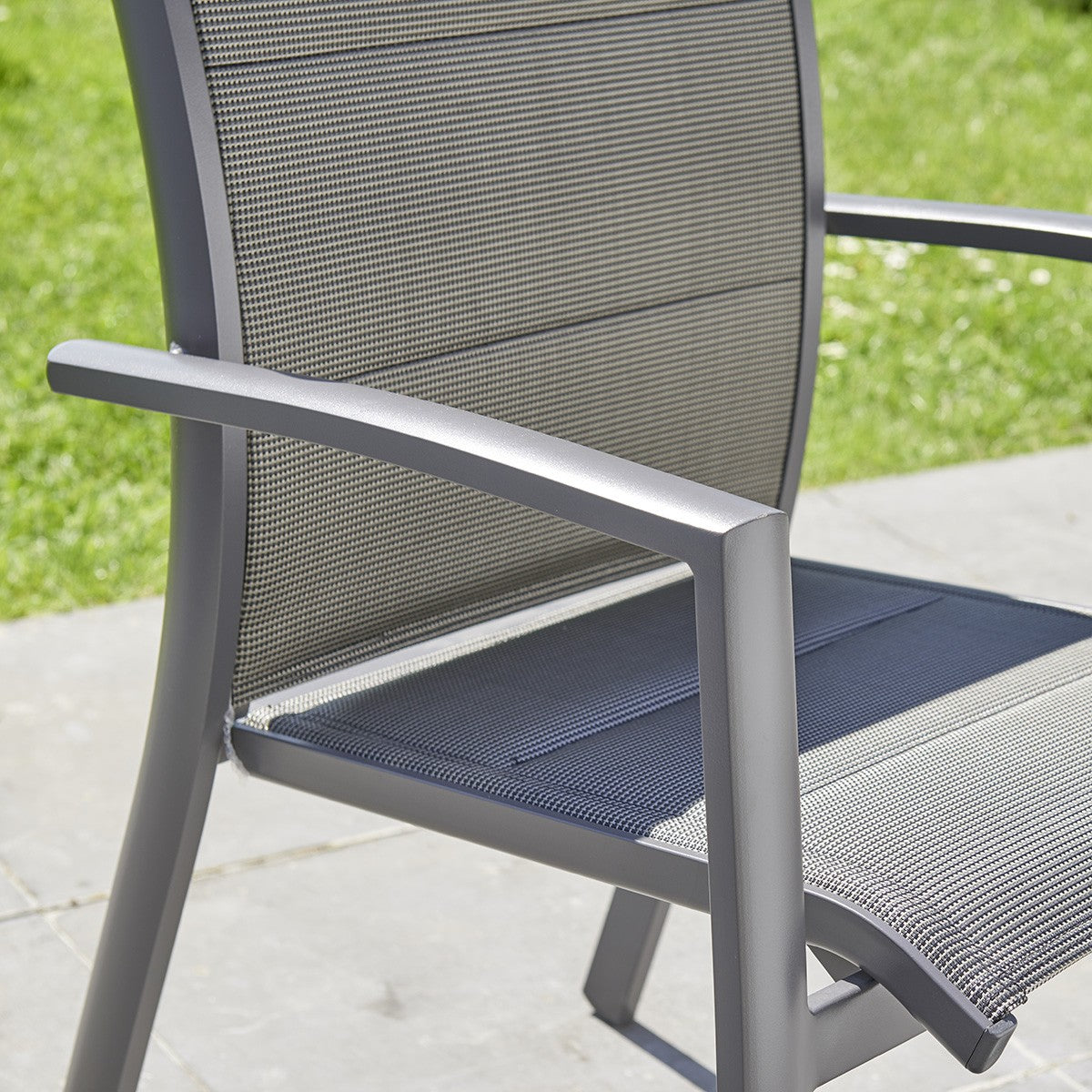 MODULO - Sillón de exterior de aluminio textileno gris