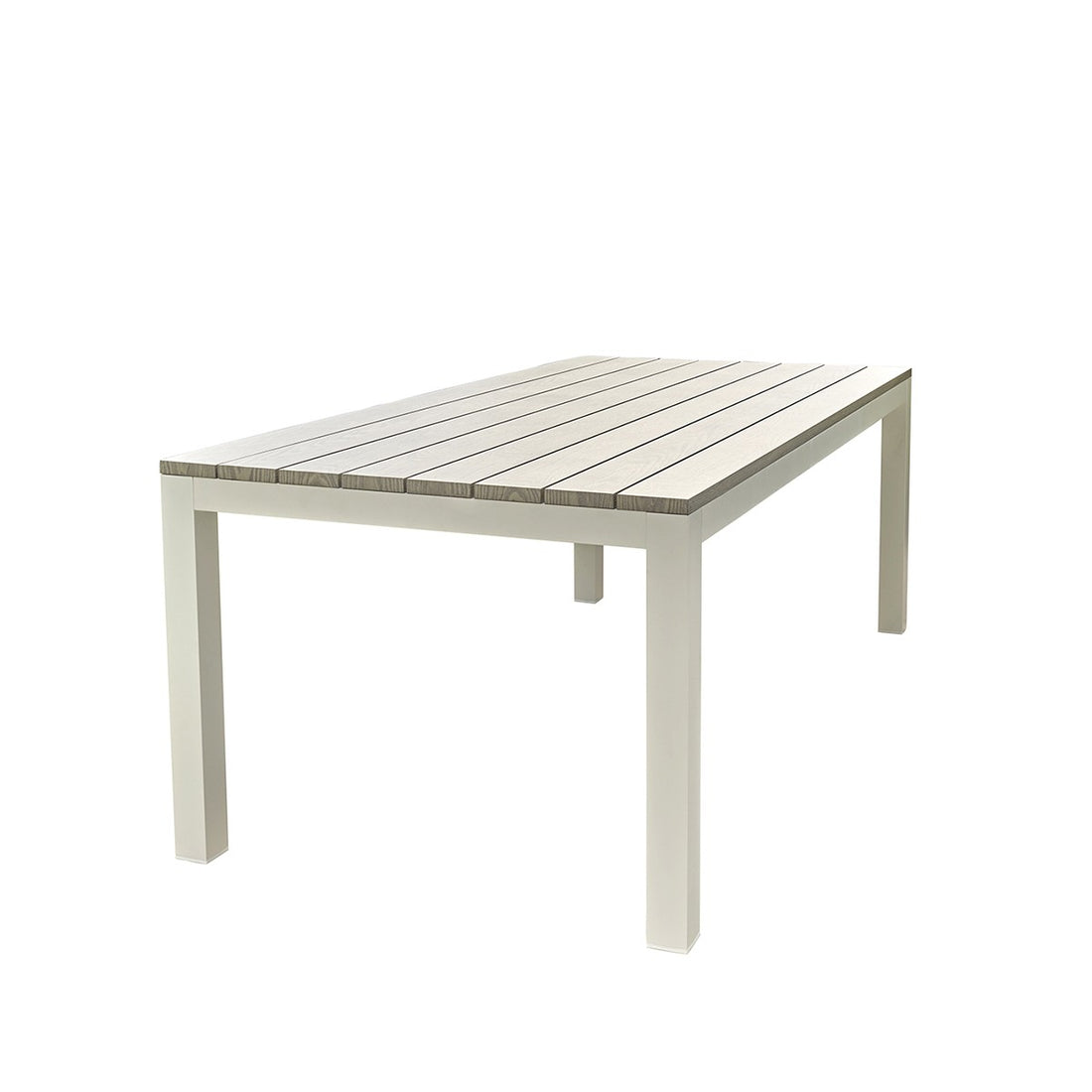 TAMPA - Mesa de exterior de aluminio blanco y gris para 8 pers. TAMPA