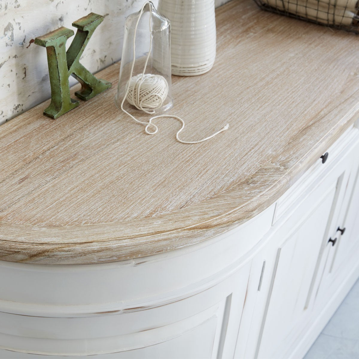 DEMEURE - Aparador de caoba y teca maciza 180 cm blanco