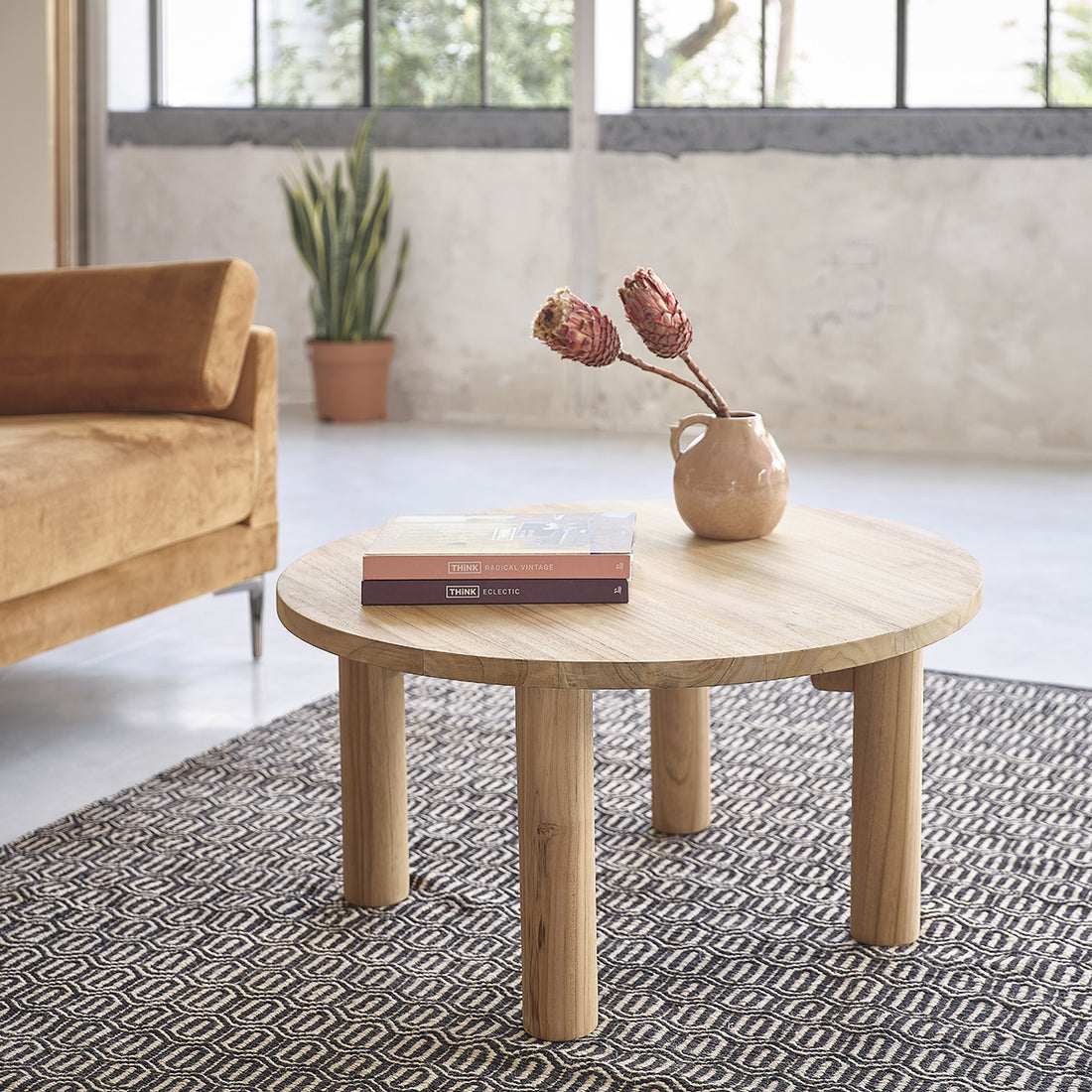 ALDO - Mesa baja de teca maciza Ø 80 cm ALDO