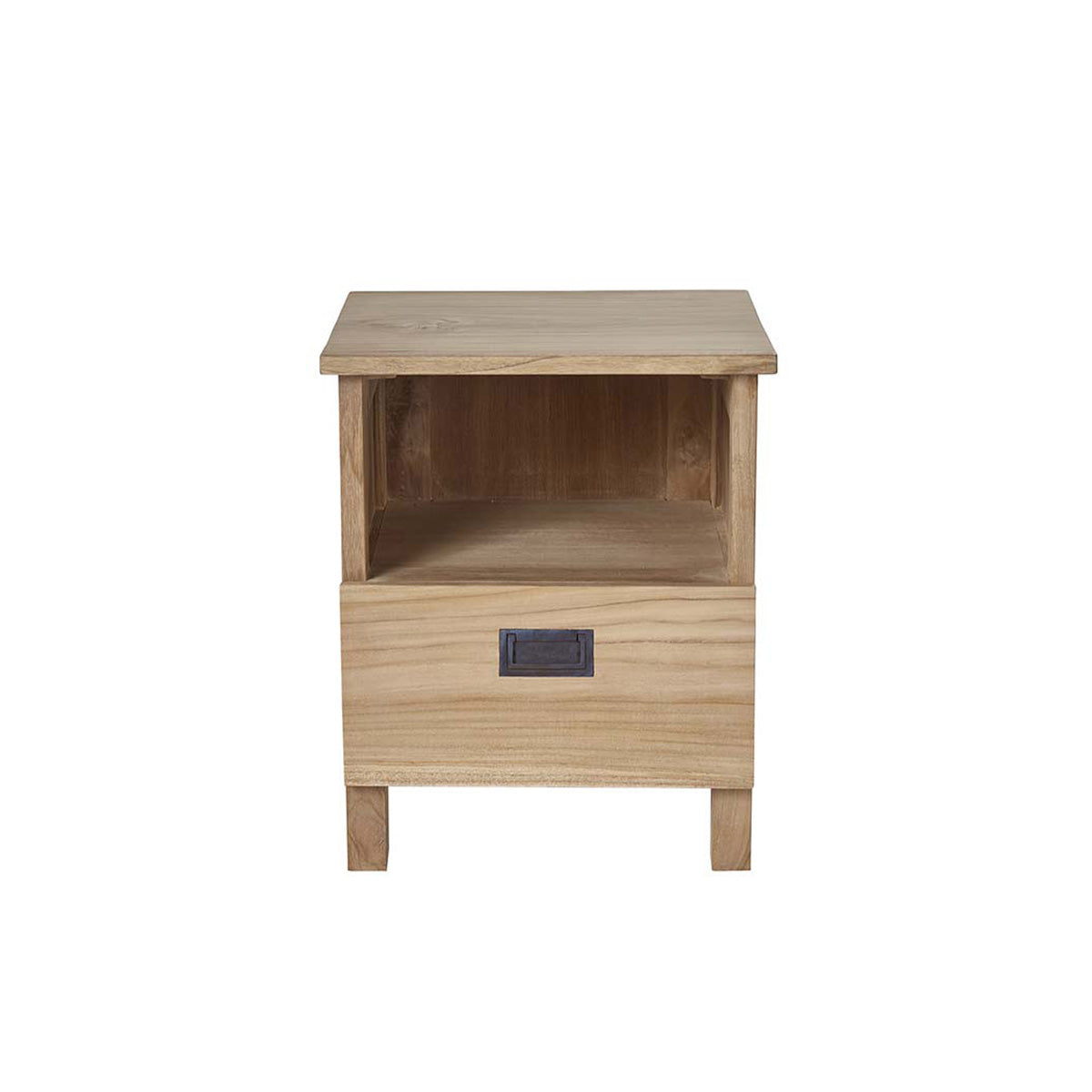 ALDO - Mesita de noche de teca maciza de 45 cm
