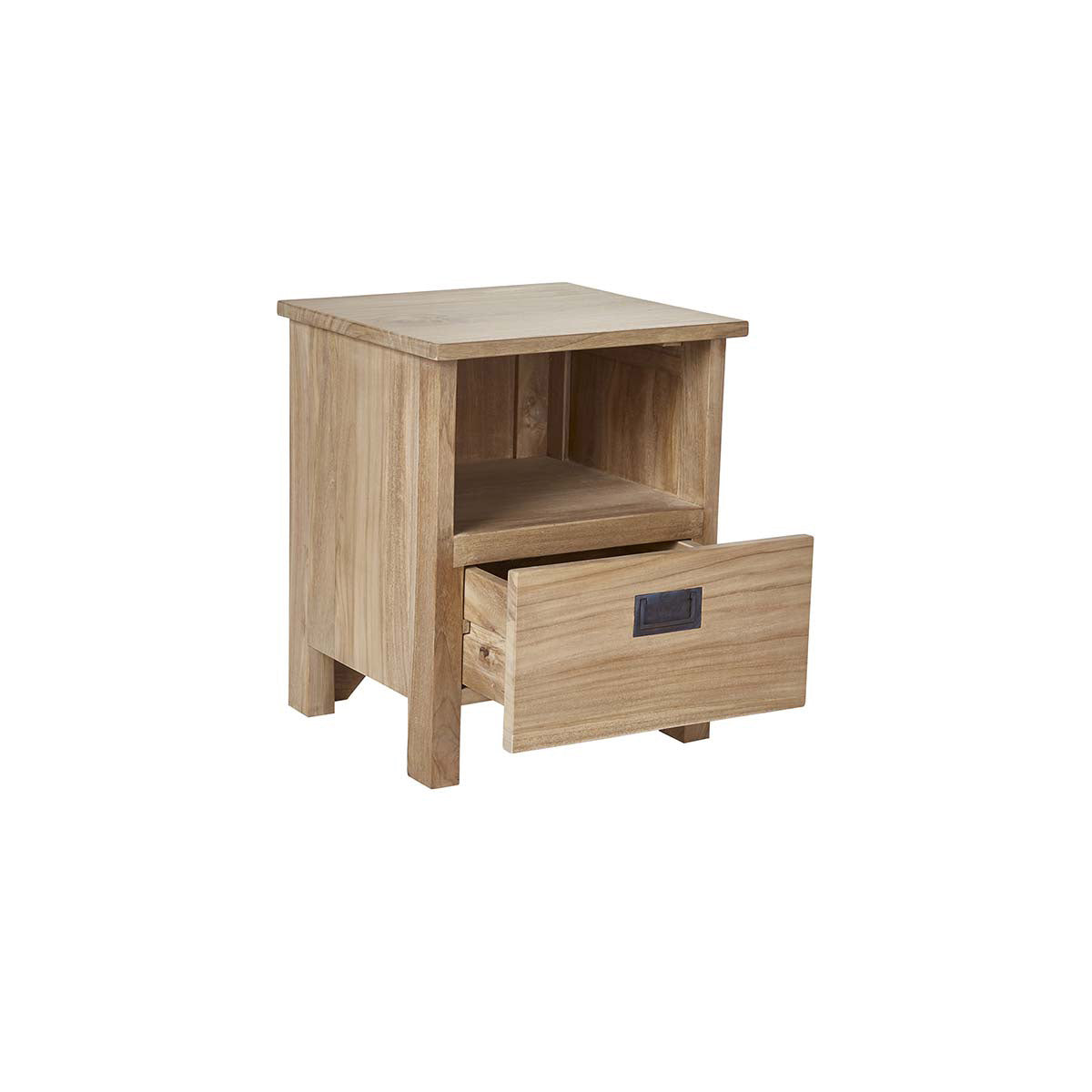 ALDO - Mesita de noche de teca maciza de 45 cm