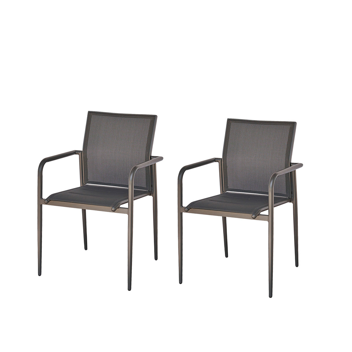 LAGON - Sillón de aluminio y textileno gris (lote de 2)