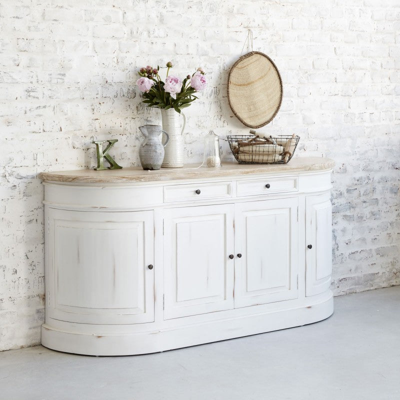 DEMEURE - Aparador de caoba y teca maciza 180 cm blanco