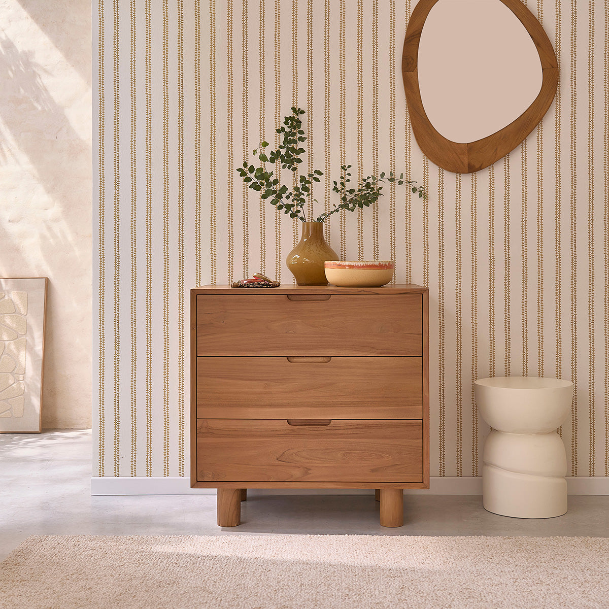 GUSTAVE - Cómoda de madera de teca 80 cm