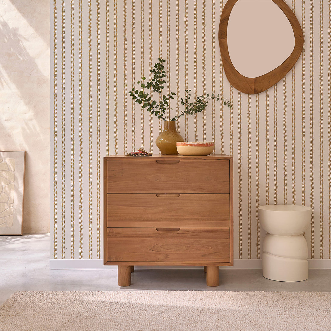 GUSTAVE - Cómoda de madera de teca 80 cm