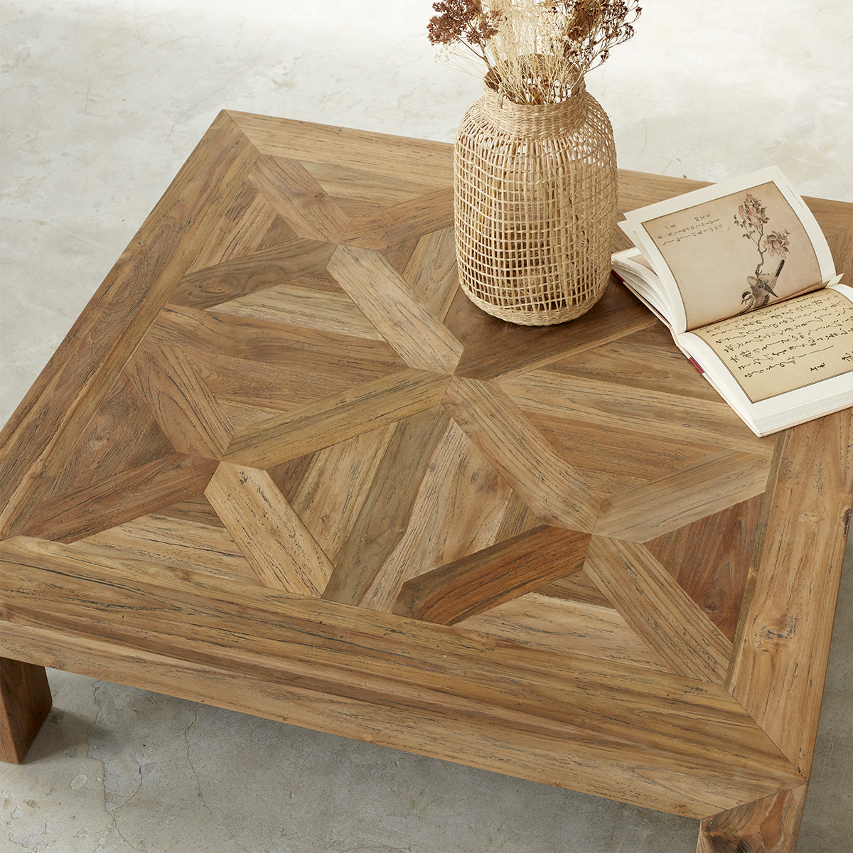 CARGO - Mesa baja de teca maciza reciclada de 100 cm