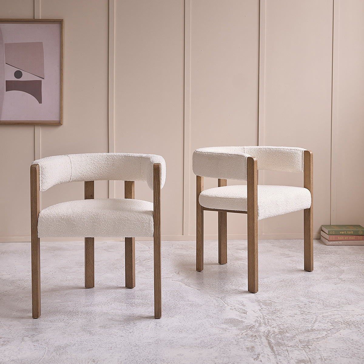 CLÉA - Silla de roble y tejido bouclette