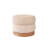 Puf de teca maciza y tejido bouclette blanco Ø55 cm
