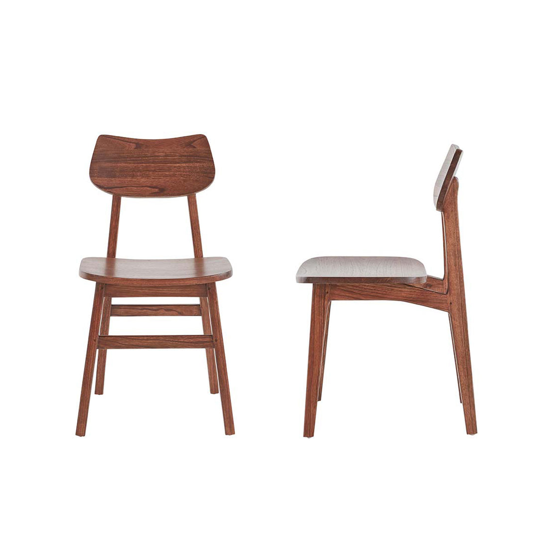 MILO - Lote de 2 sillas de mindi macizo acabado nogal