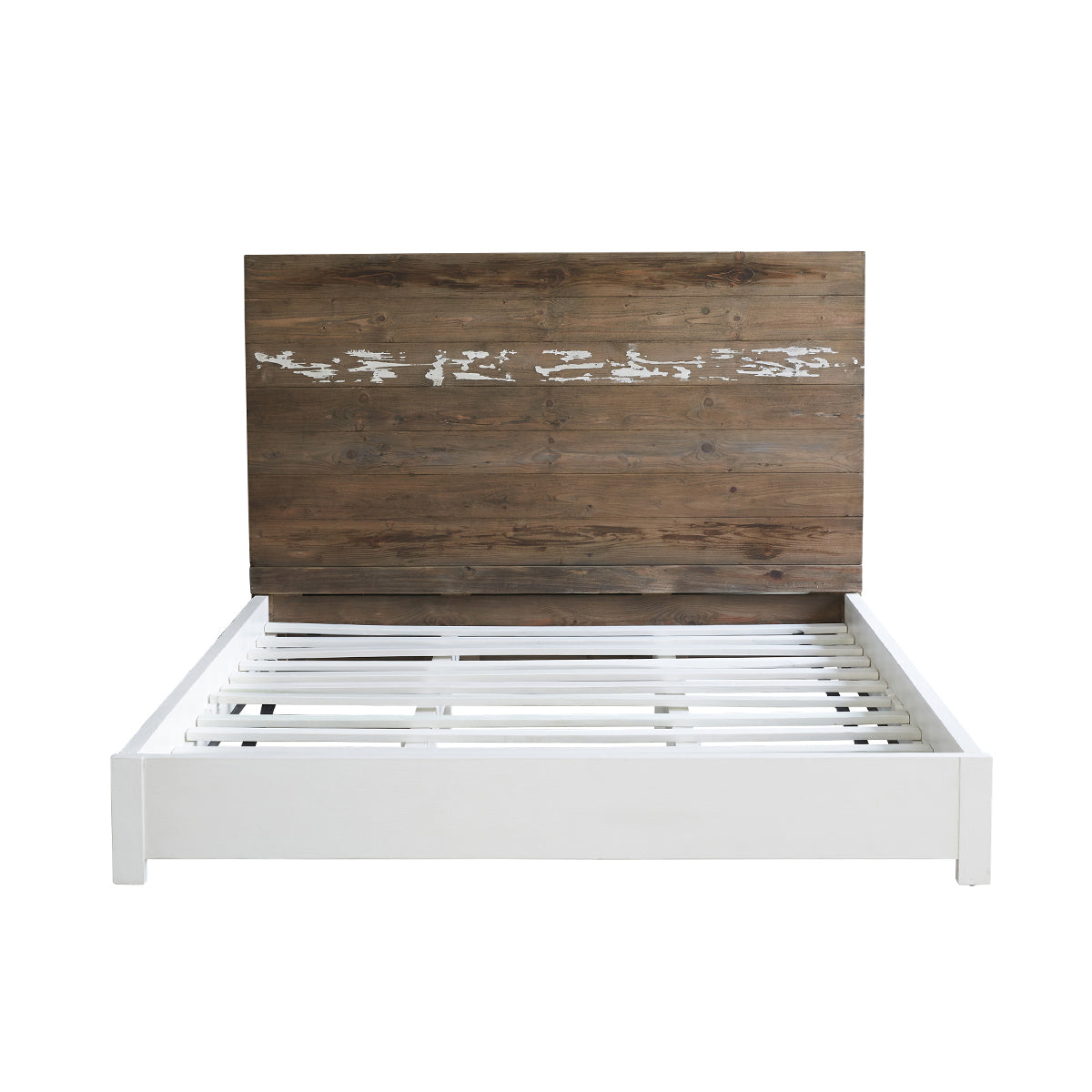HONFLEUR - Cama de madera maciza reciclada 160 cm con somier
