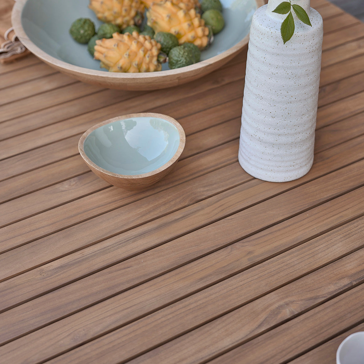 SIENA - Mesa de jardín de teca maciza y aluminio 6/8 personas