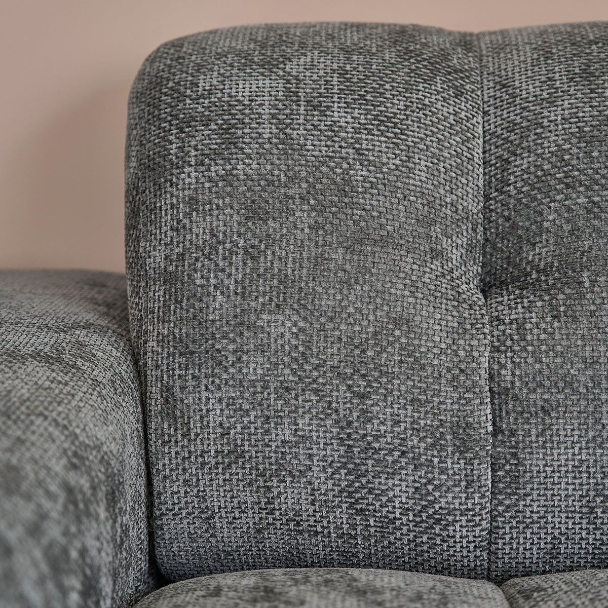 ALPHONSE - Sofá recto de 3 plazas en terciopelo trenzado verde grisáceo