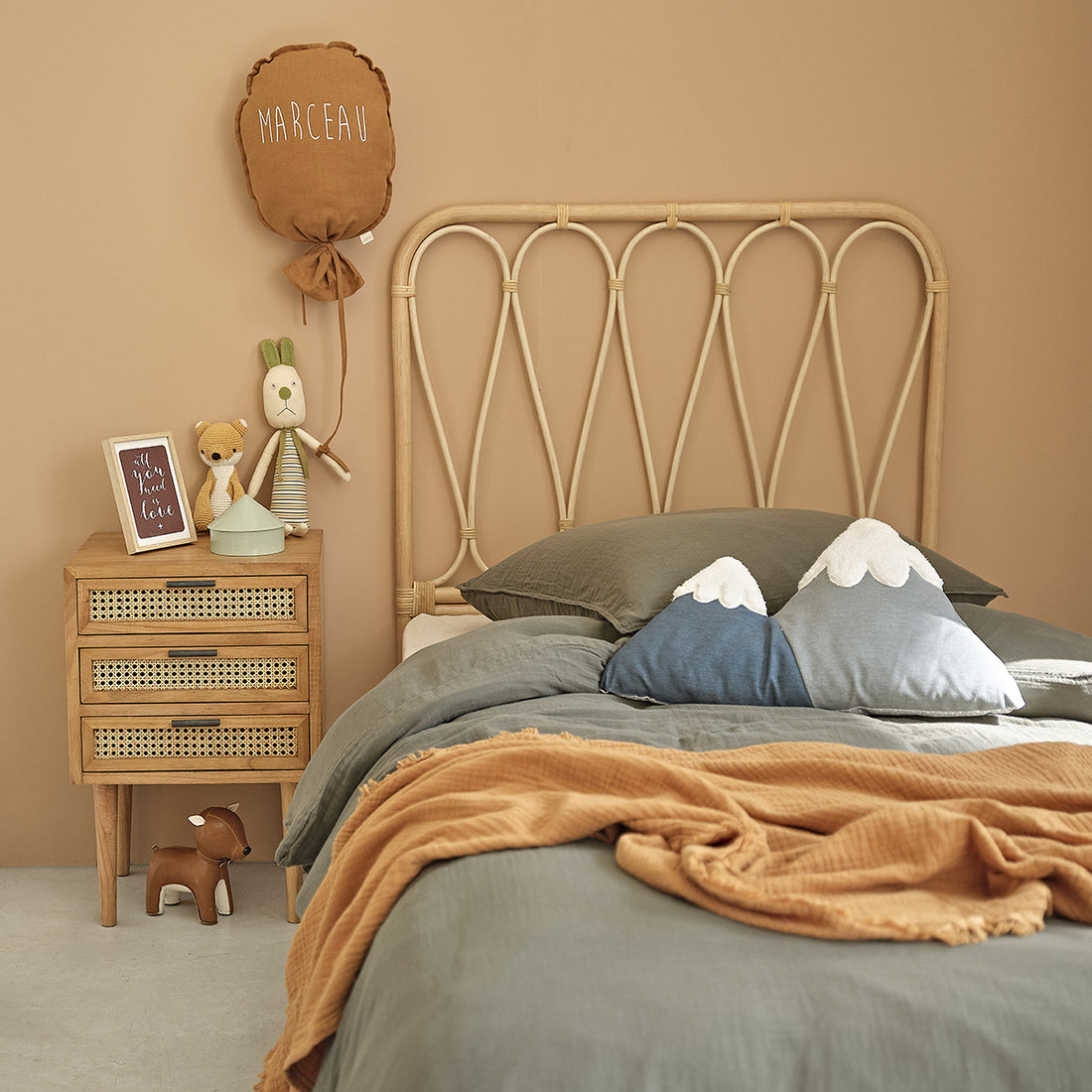BOHO - Cabecero infantil de ratán 90 cm