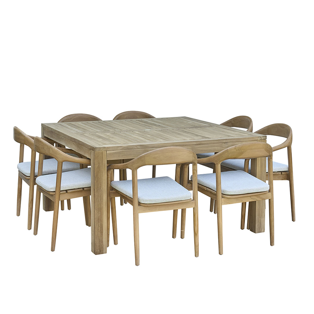 AMBRE - Conjunto de muebles de jardín de teca maciza para 8 personas