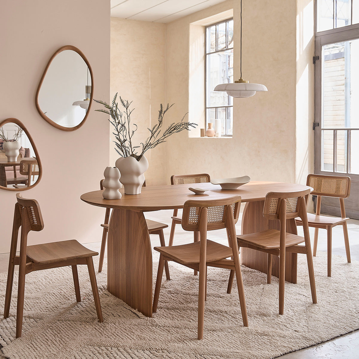 LÉONIE - Mesa de teca maciza para 6/8 pers.