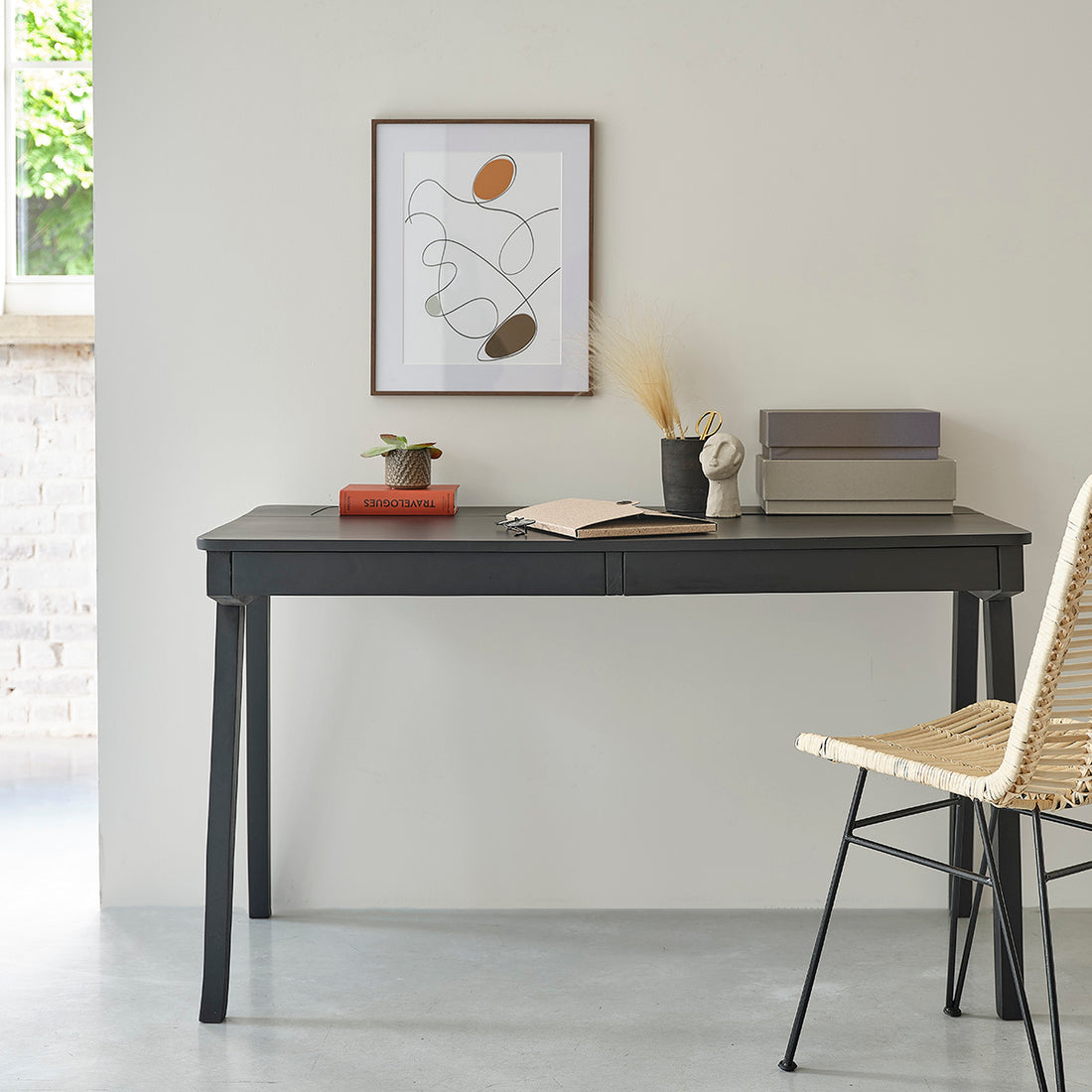 GLASGOW - Escritorio de mango macizo de 130 cm