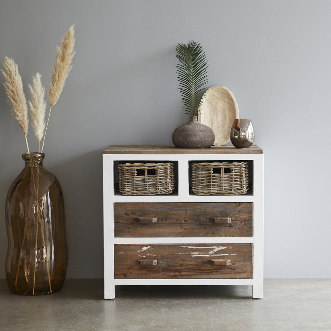 HONFLEUR - Cómoda de madera maciza reciclada 80 cm
