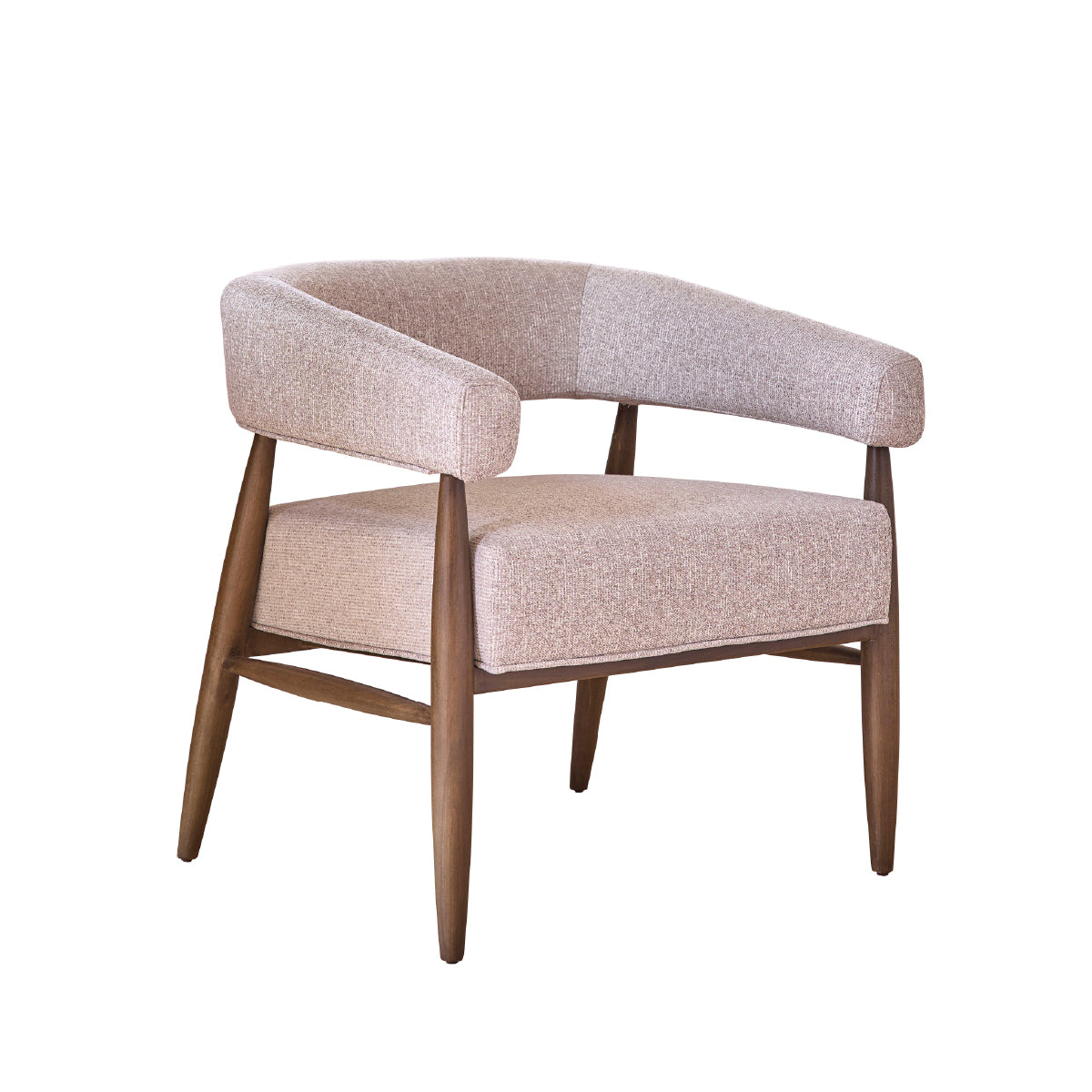 ÉLOI - Sillón de madera maciza y tejido con textura beige chiné