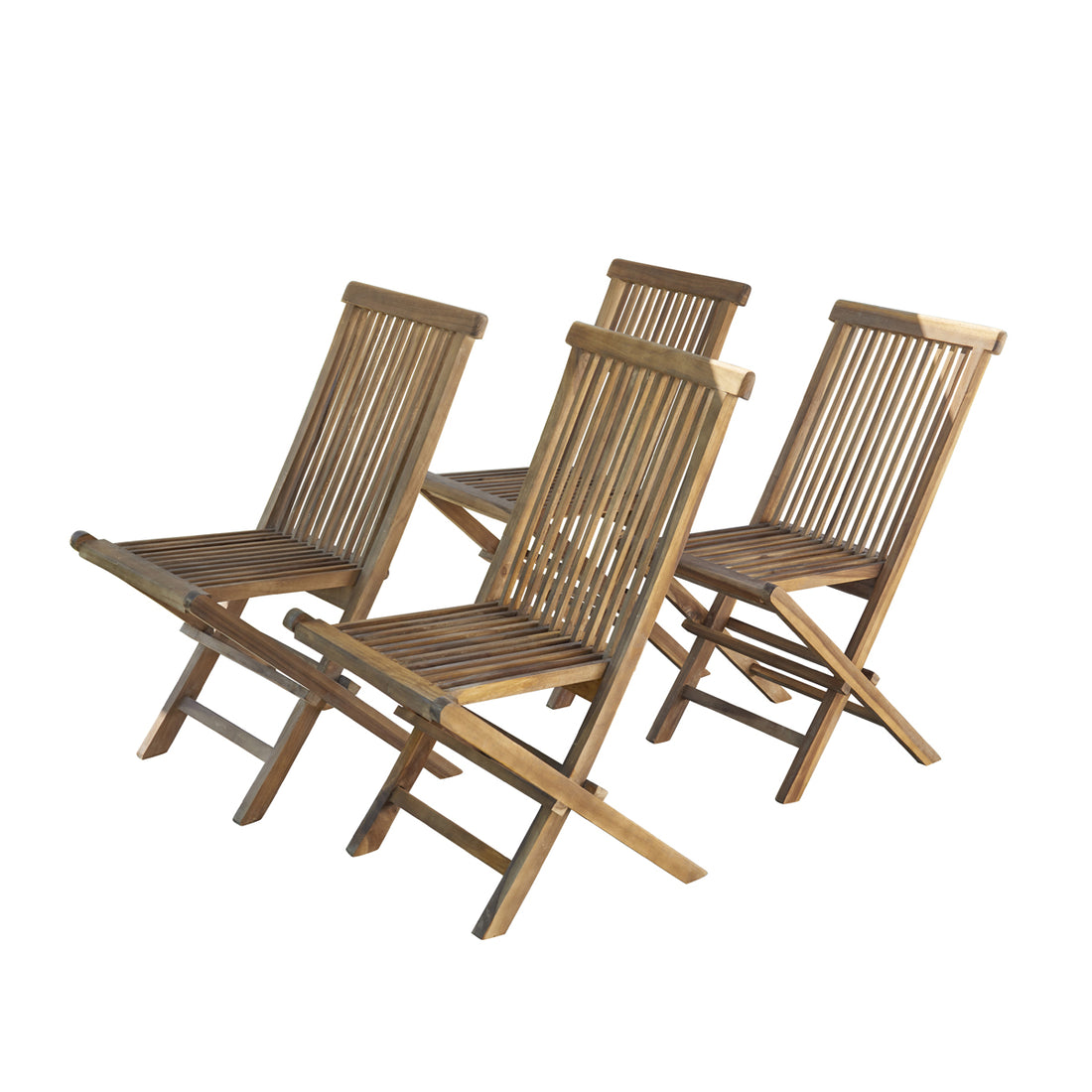BALI - Silla de exterior plegable de teca maciza aceitada (juego de 4) BALI
