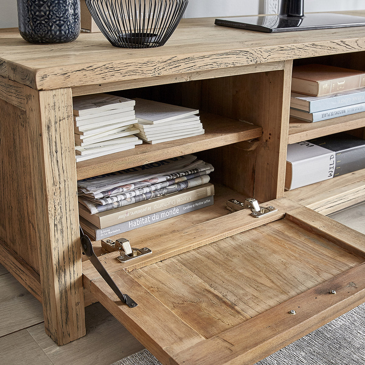 CARGO - Mueble de TV de teca maciza reciclada de 160 cm