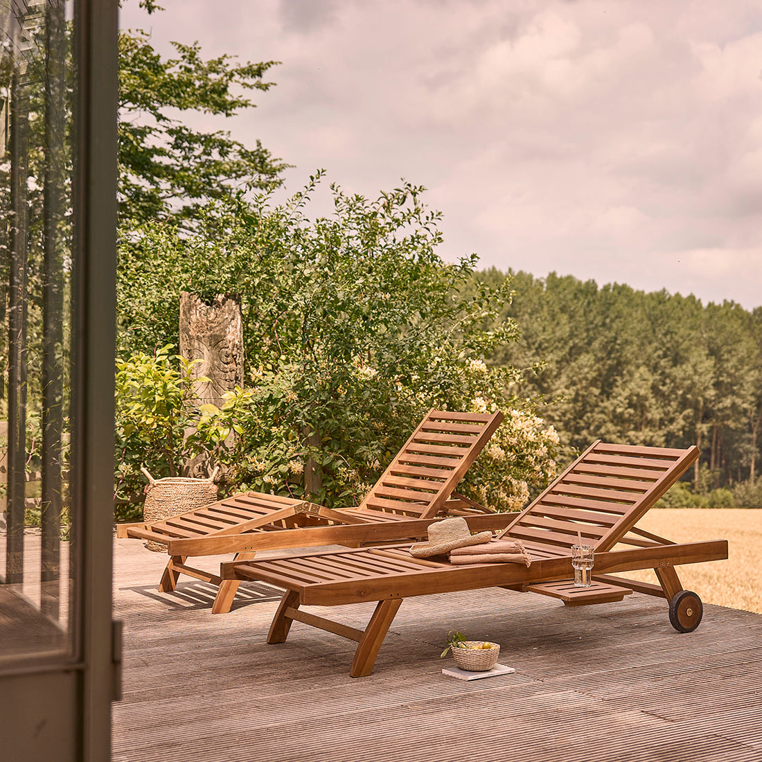 BALI - Tumbona de teca maciza (juego de 2)