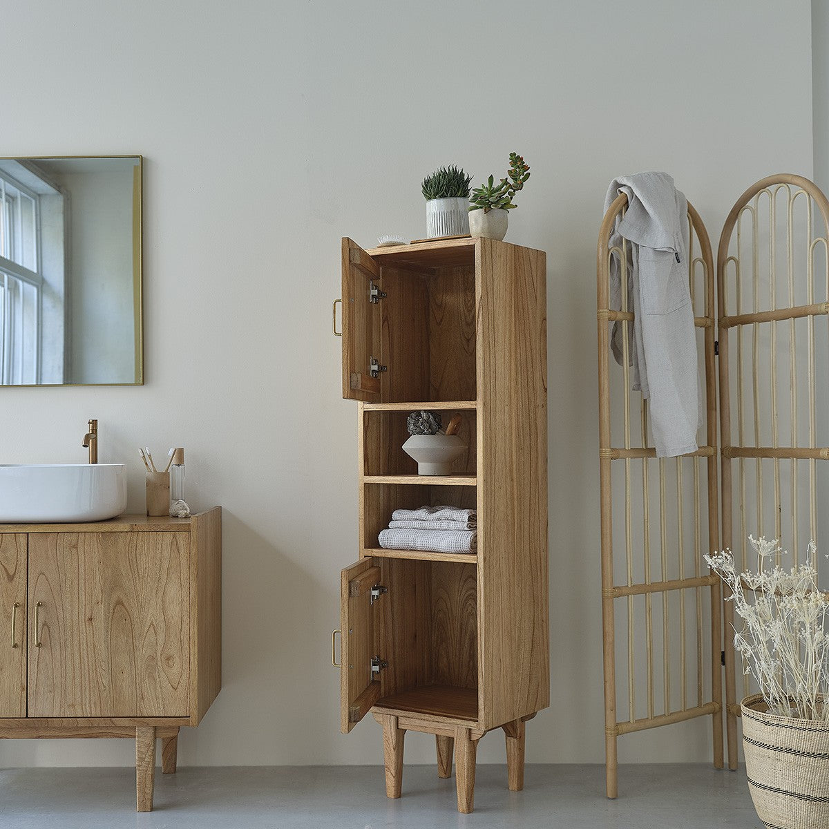 FIFTIES - Columna de baño de mindi macizo 150 cm
