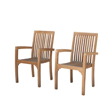 Sillones de exterior de teca maciza apilables (juego de 2)
