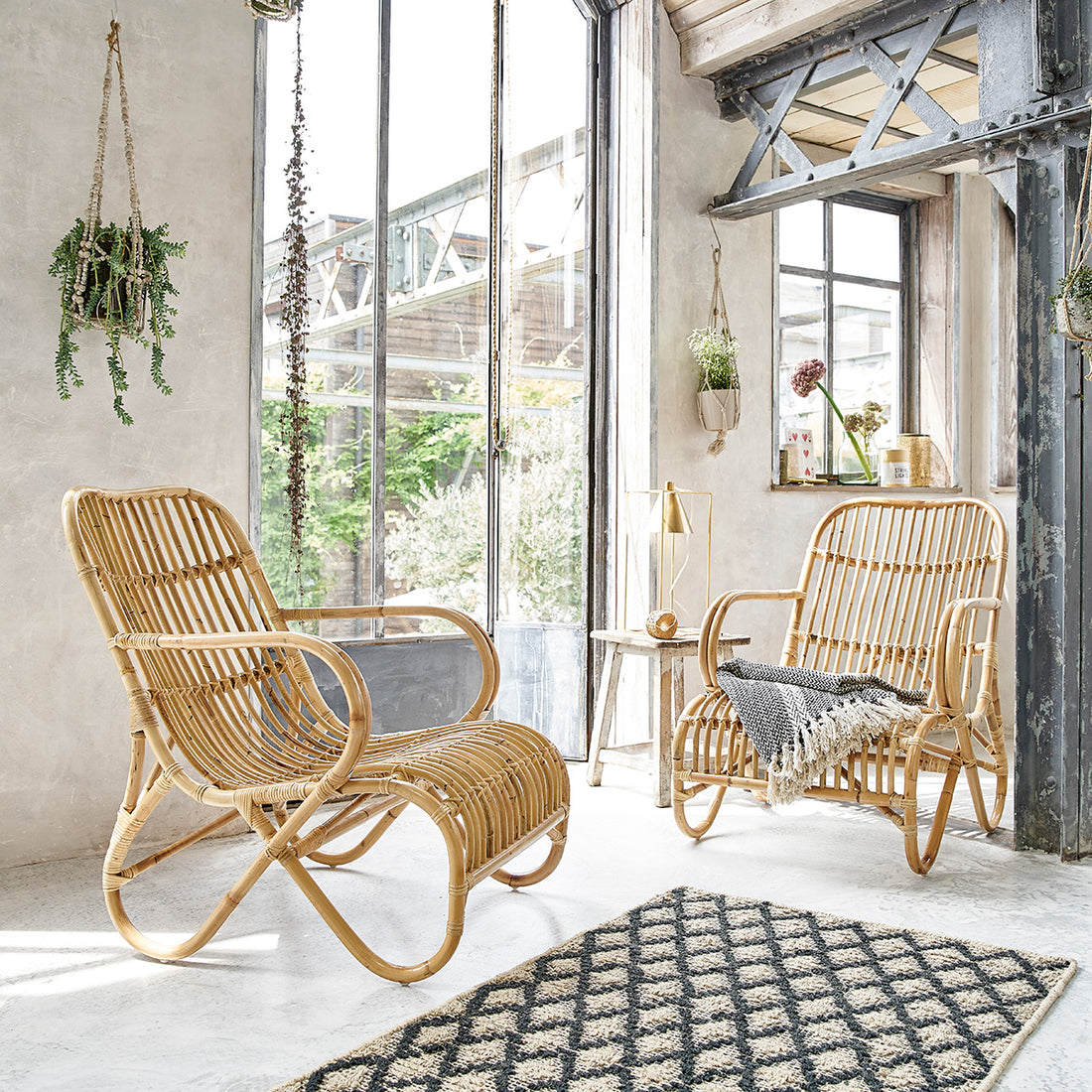 BOHO - Lote de 2 sillones de ratán