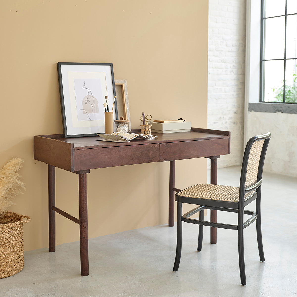 CAMERON - Escritorio de mango macizo de 125 cm
