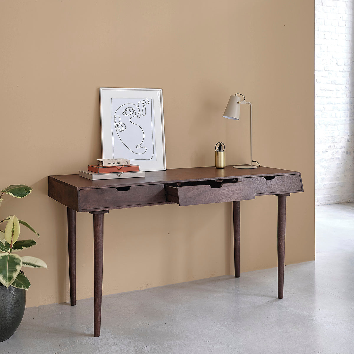 CAMERON - Escritorio de mango macizo de 140 cm