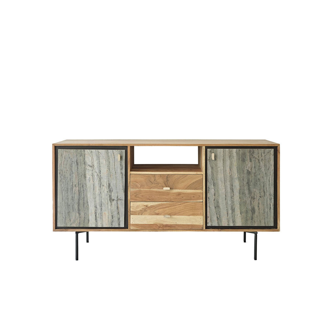 EDEN ROCK - Mueble para lavabo de acacia maciza y piedra de 155 cm EDEN ROCK