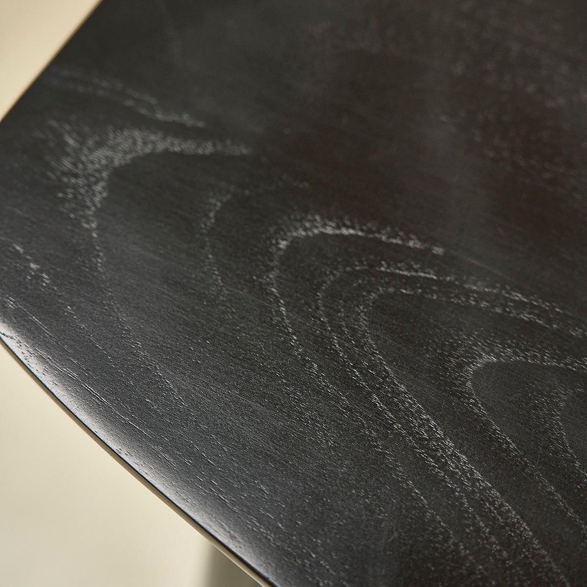 AMBRE - Juego de 2 taburetes de teca maciza negra de 65 cm