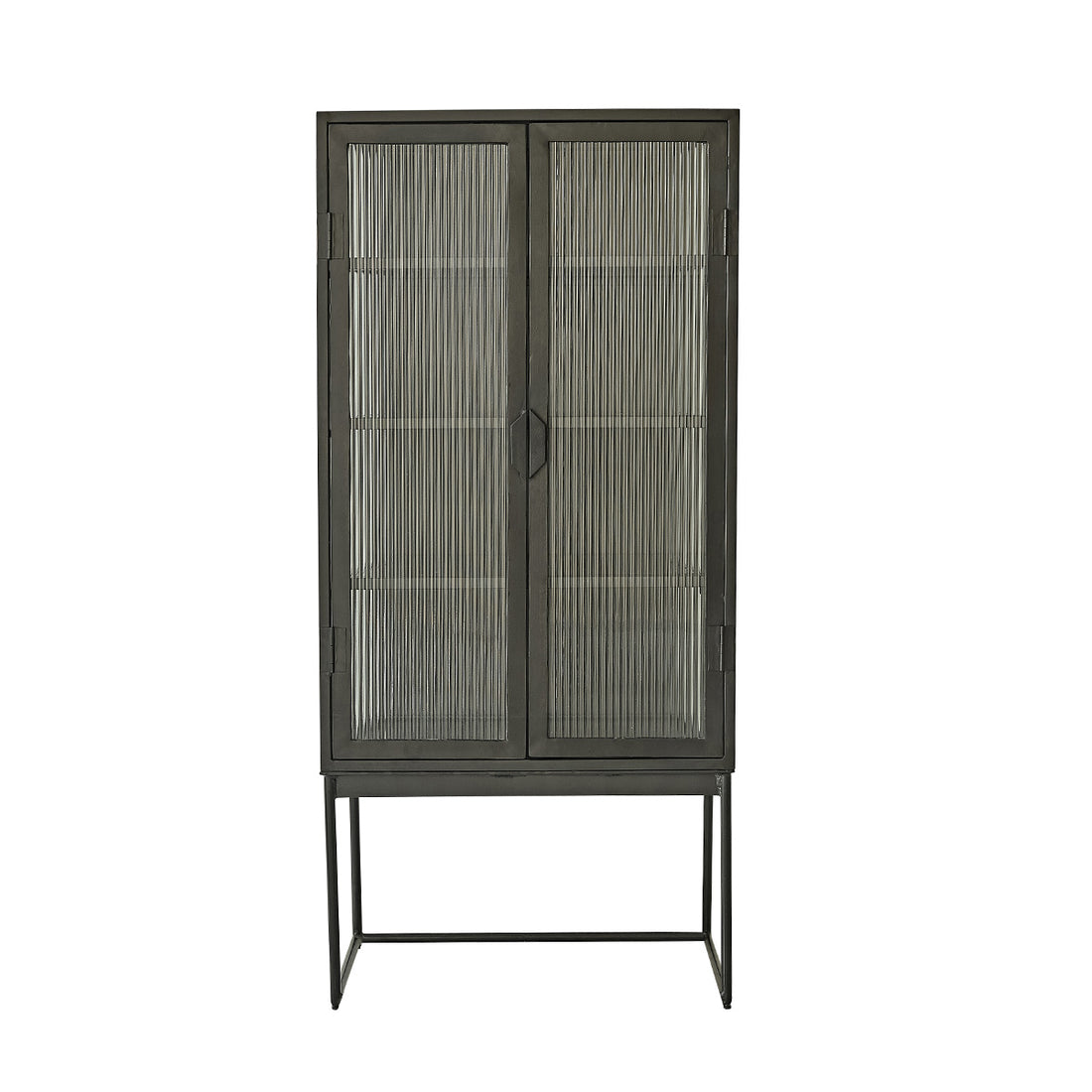 OCTAV - Aparador de metal y cristal acanalado de 70 cm OCTAV