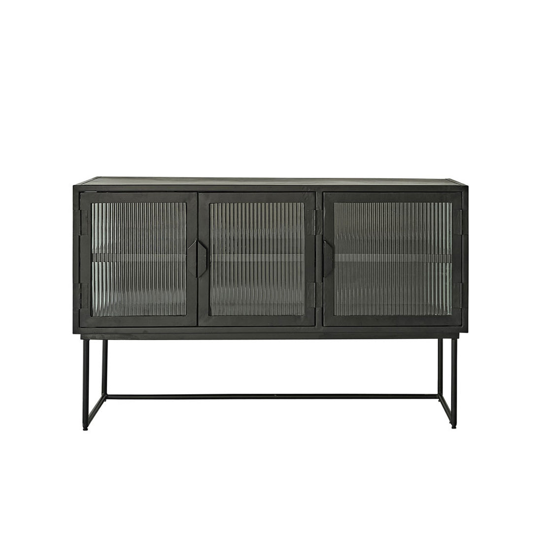 OCTAV - Aparador de metal y cristal acanalado de 120 cm OCTAV