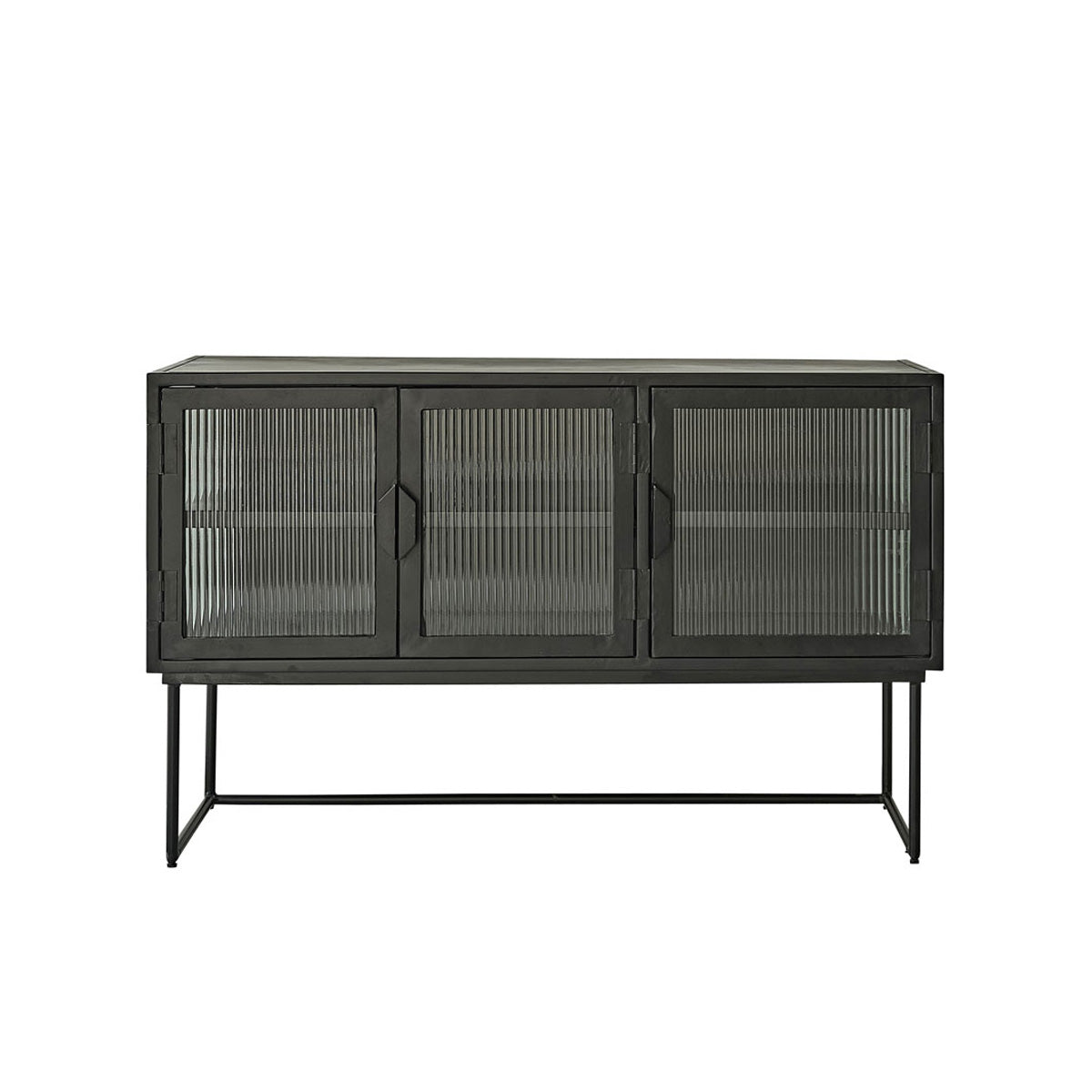 OCTAV - Aparador de metal y cristal acanalado de 120 cm