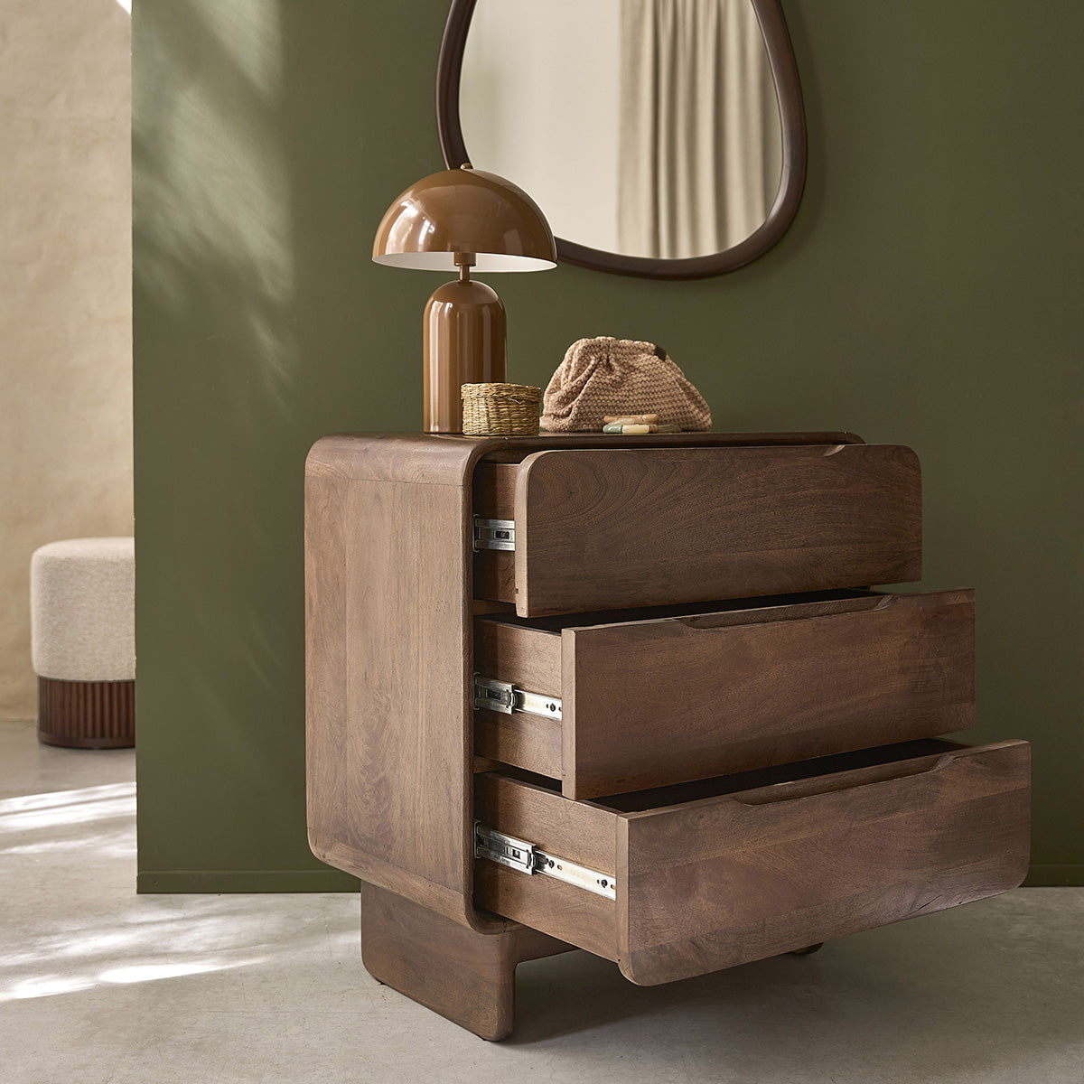 SOFIA - Cómoda de madera maciza de mango, 70 cm