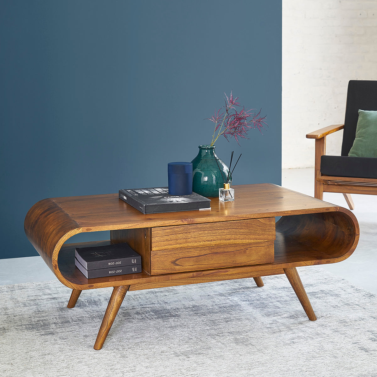 APOLLINE - Mesa de centro de mindi macizo 120 cm