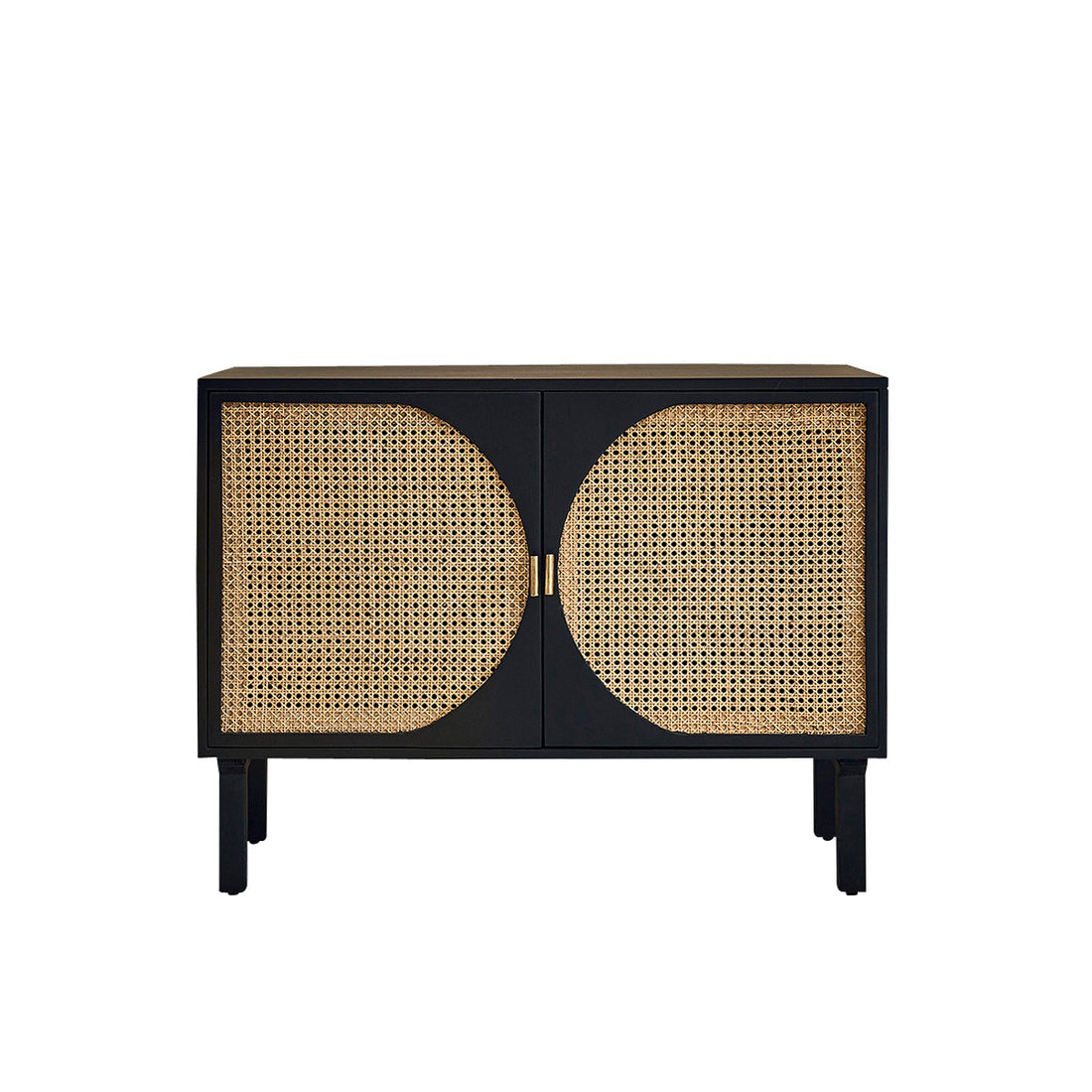 ZULMA - Aparador de mango macizo negro y rejilla de 100 cm ZULMA