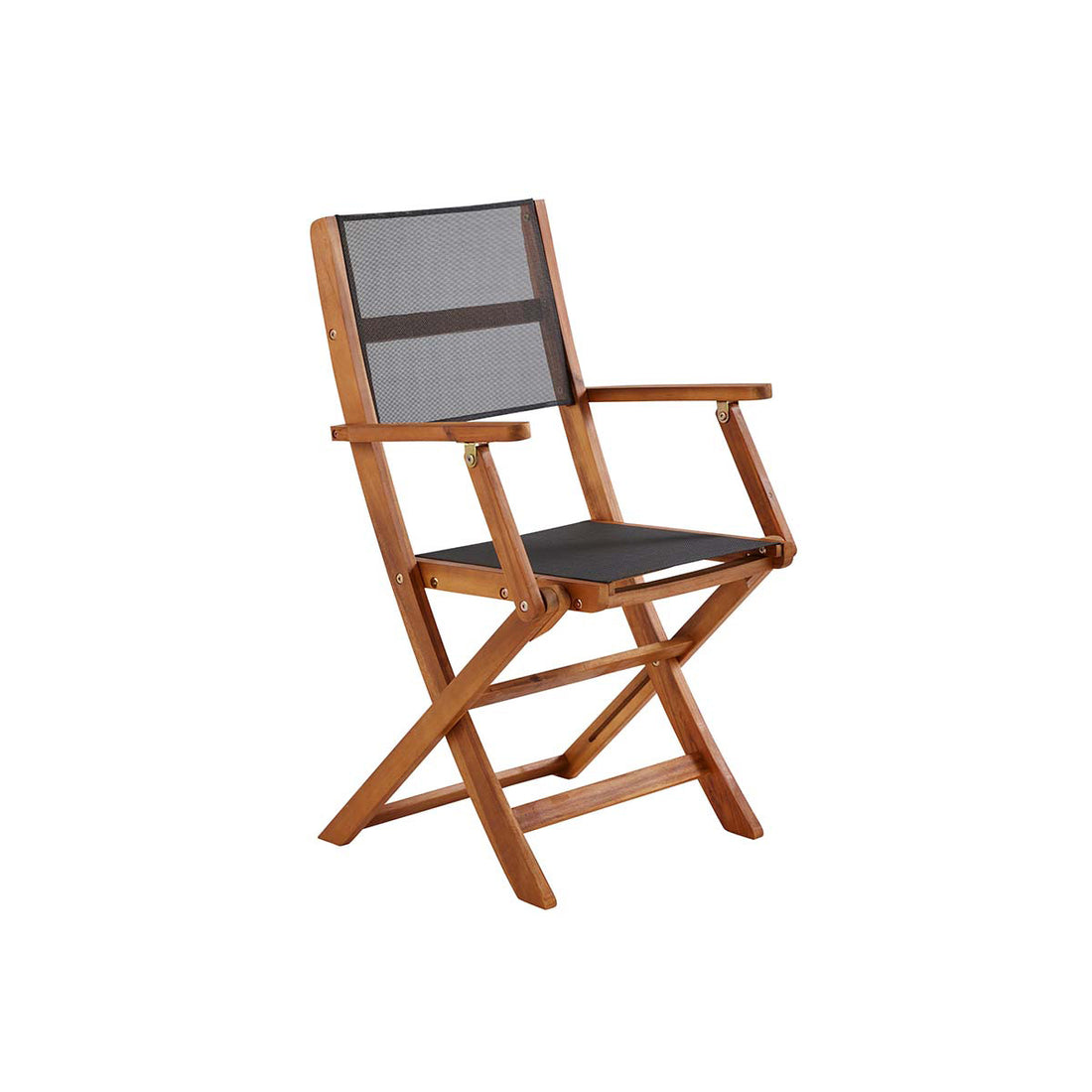 HANOÏ - Sillón de exterior de acacia maciza y textileno negro