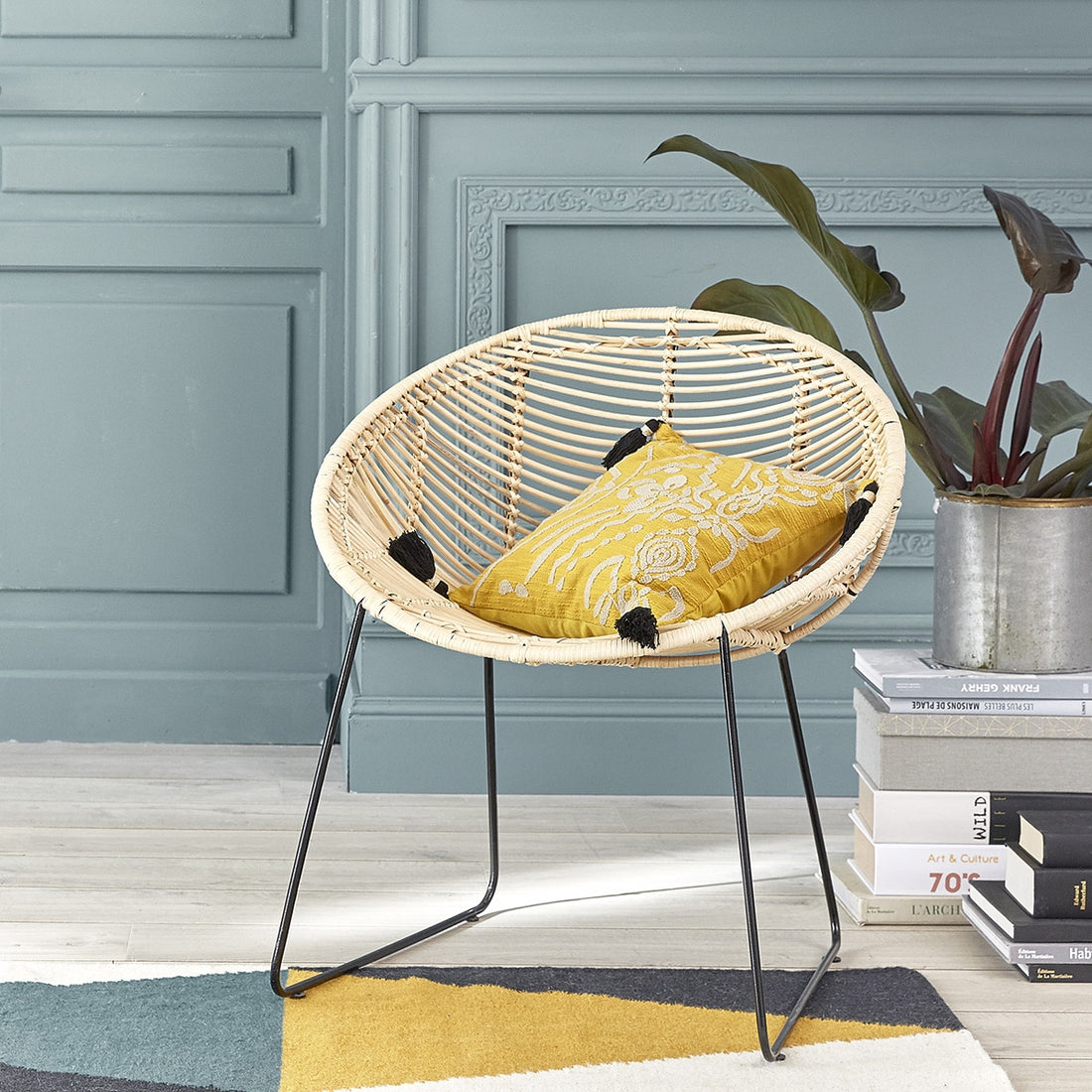 BOHEMA - Silla de ratán y metal