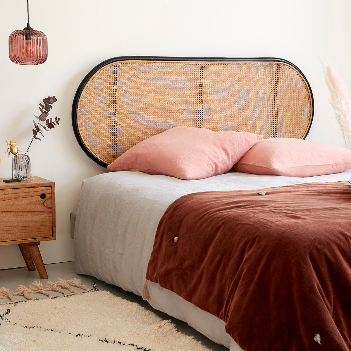 AVA - Cabecero de rejilla y ratán 160 cm