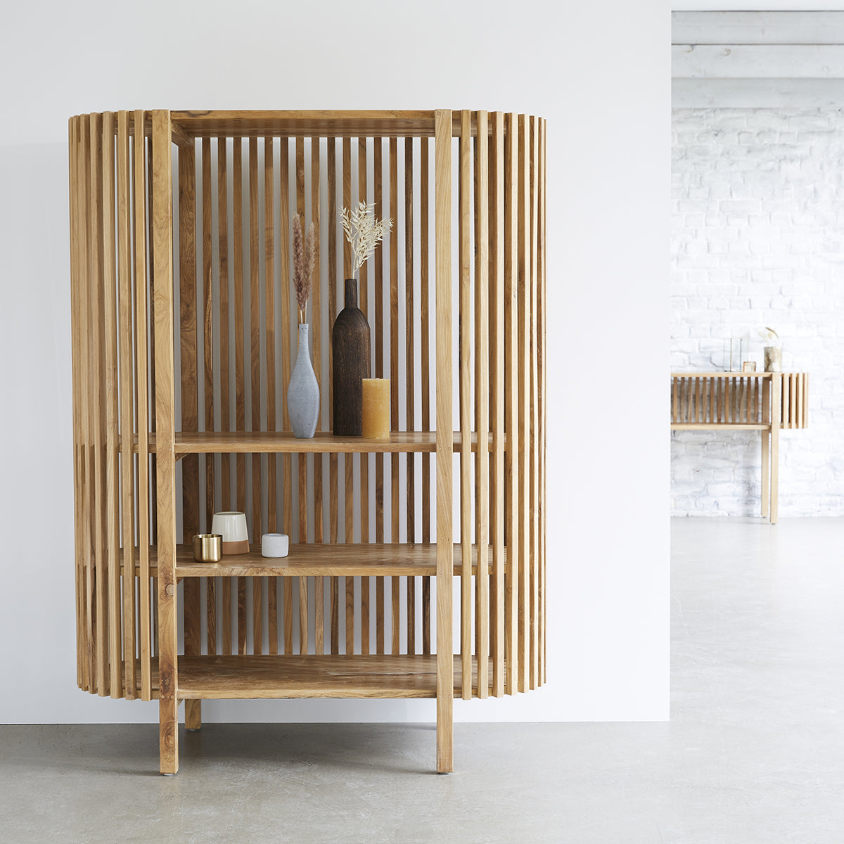 VICTORIA - Librería de teca maciza 160 cm