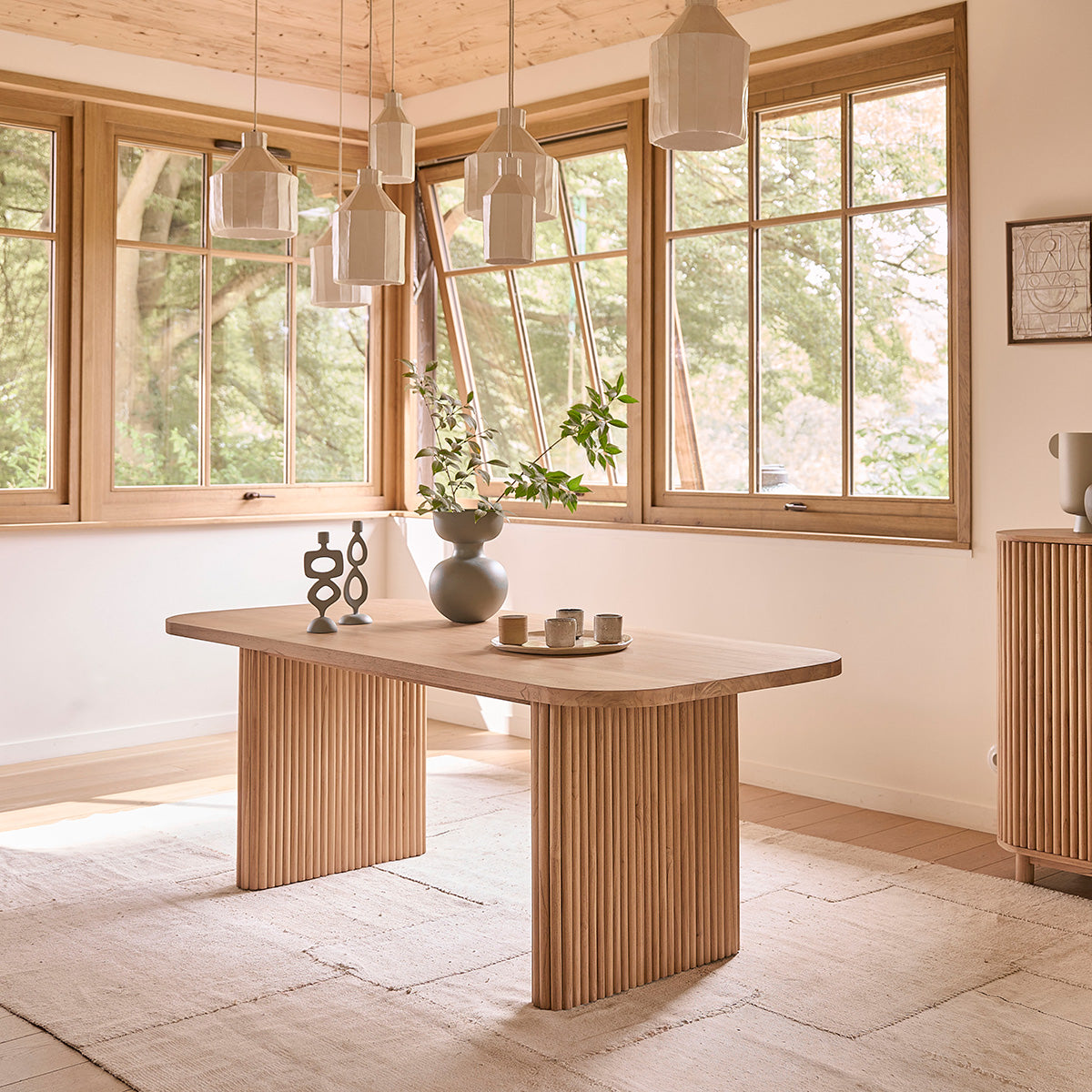 COLINE - Mesa de teca maciza para 6 pers.