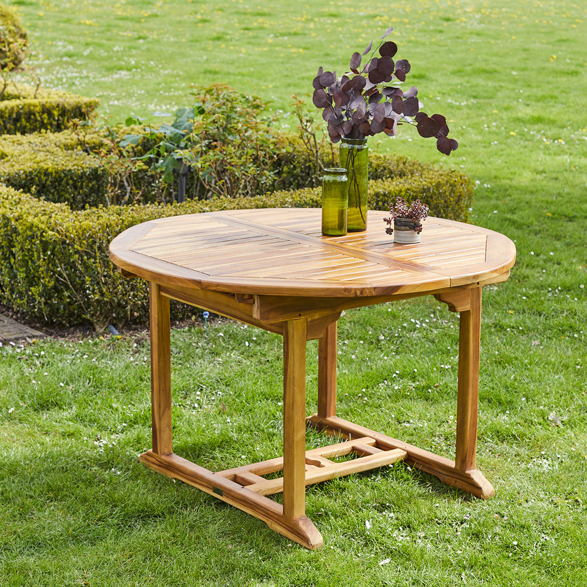 BALI - Salón de exterior extensible de teca maciza aceitada para 4/8 pers.