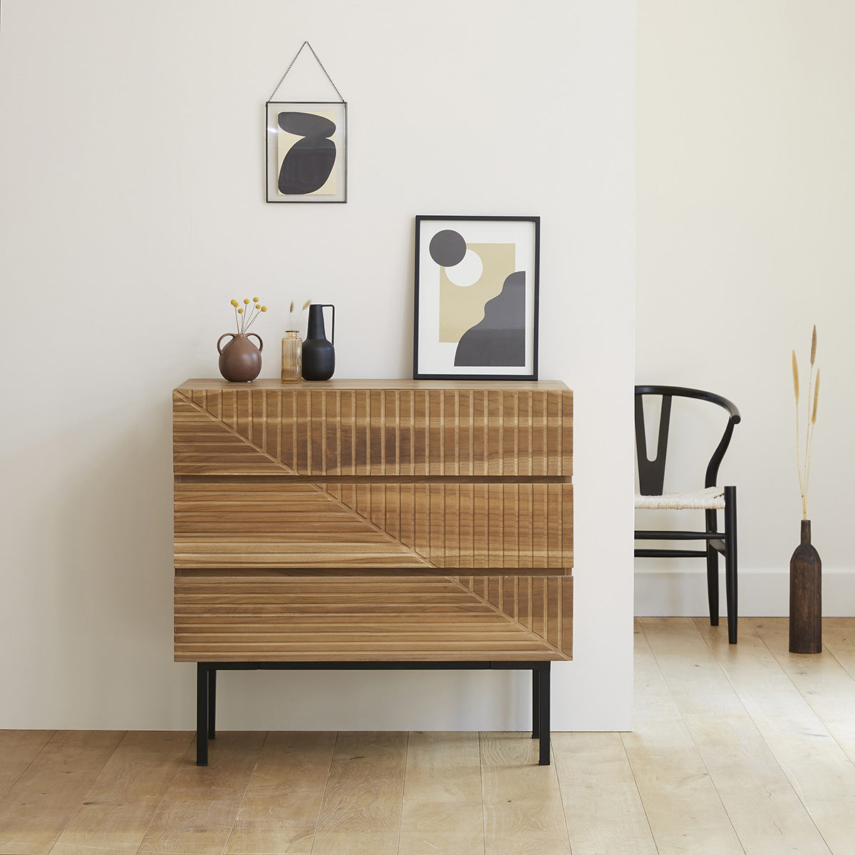 PORTLAND - Cómoda de teca maciza 95 cm