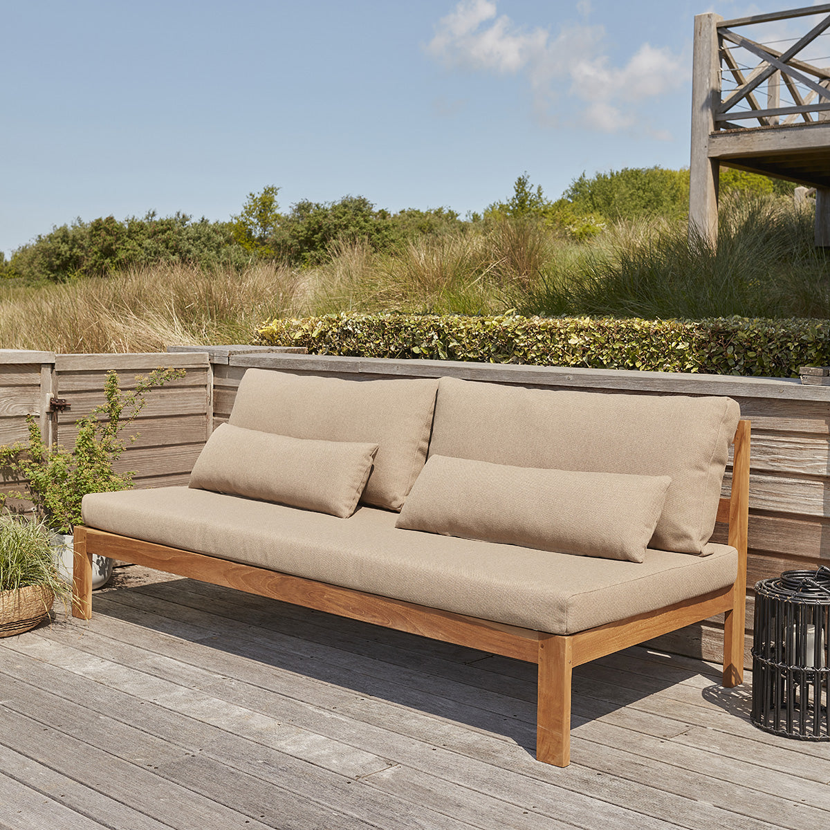 PALMA - Conjunto de jardín bajo de teca maciza en color topo