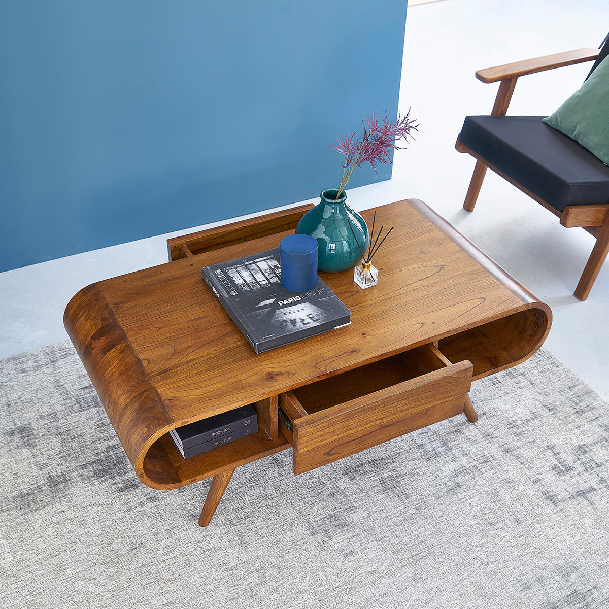 APOLLINE - Mesa de centro de mindi macizo 120 cm